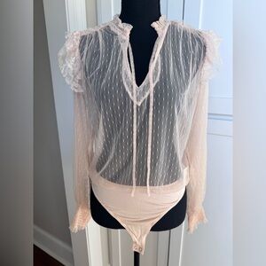 Forever 21 Peach Lace Bodysuit-NWT